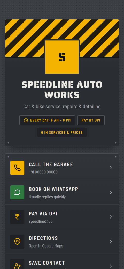 Car &amp; bike service booking for your garage example on a phone