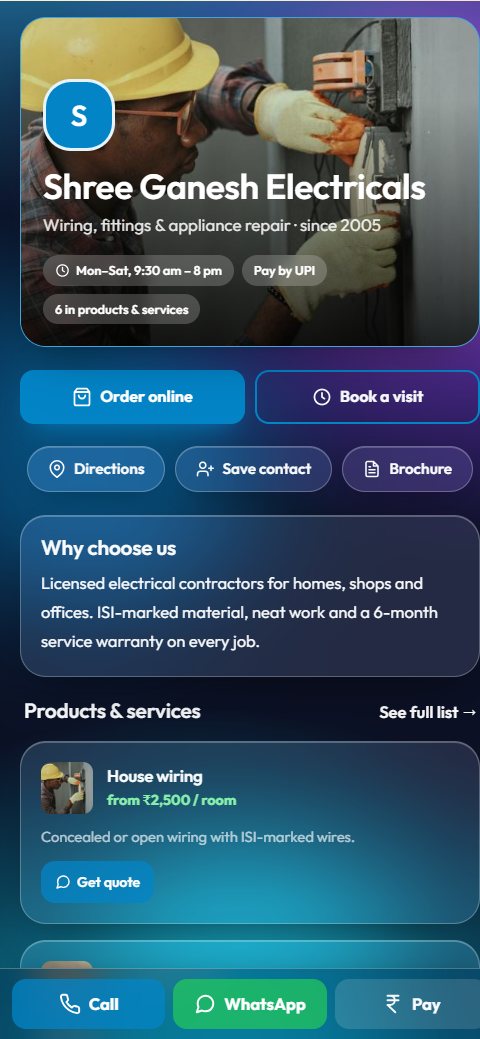 A website for your small business example on a phone