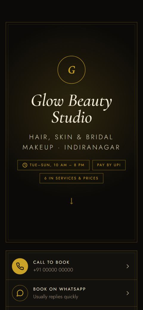 Salon appointment booking, without the software bill example on a phone